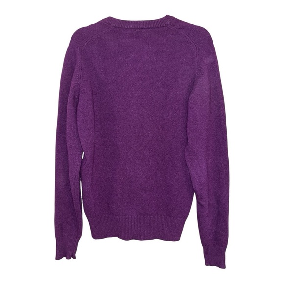 SADDLES 100% pure wool large purple sweater v neck winter macau preppy academia - Picture 2 of 7